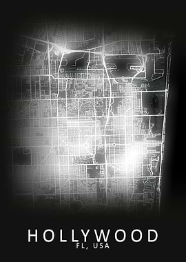 Hollywood FL USA City Map
