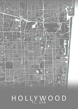 Hollywood FL USA City Map