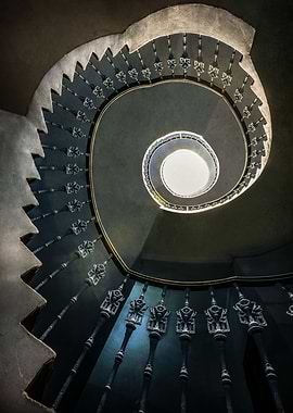 Blue spiral staircase