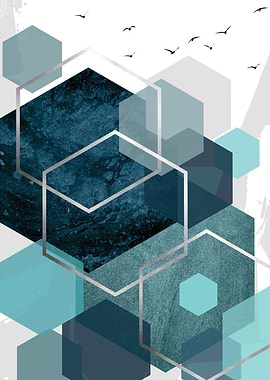 Teal Geo Landscape No 2