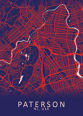 Paterson NJ USA City Map