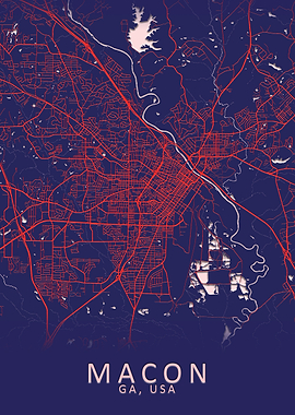 Macon GA USA City Map