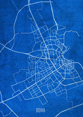 Doha City Street Map Qatar