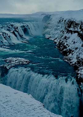 Gullfoss Falls in Blue
