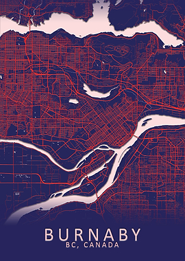 Burnaby BC Canada City Map