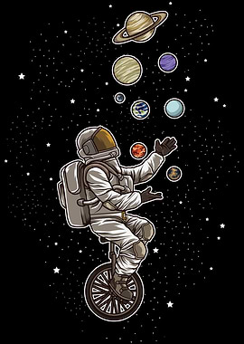 Astronaut Juggles Planets