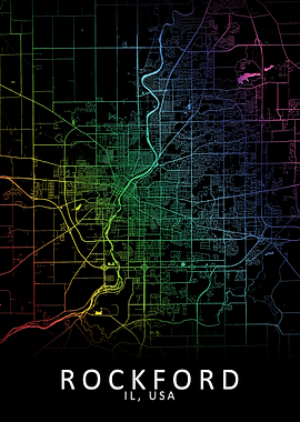 Rockford IL USA City Map