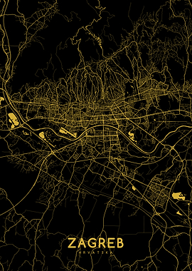 Zagreb map gold