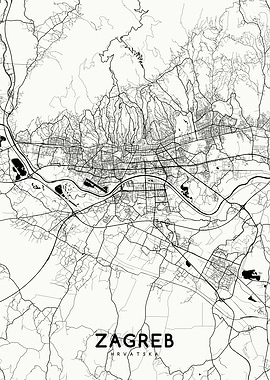 Zagreb map white