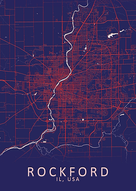 Rockford IL USA City Map