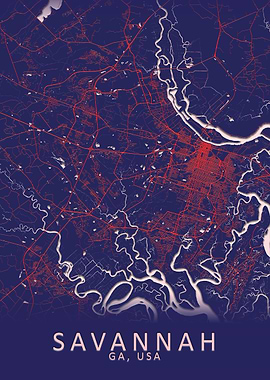 Savannah GA USA City Map