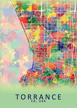 Torrance CA USA City Map