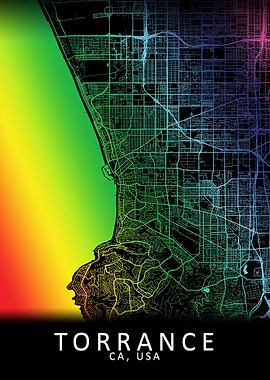 Torrance CA USA City Map