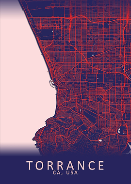 Torrance CA USA City Map