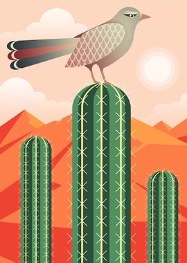 Bird on a cactus