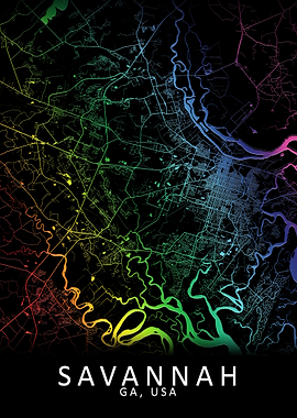 Savannah GA USA City Map