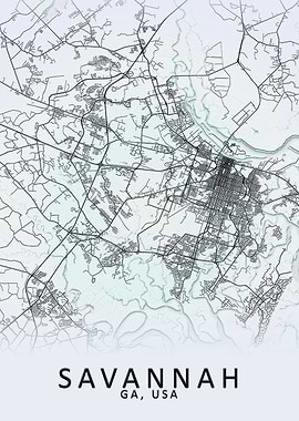 Savannah GA USA City Map