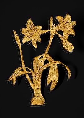 Gold Flower on Black