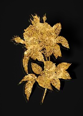 Gold Flower on Black