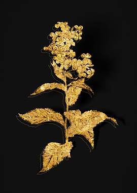 Gold Flower on Black