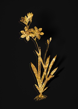 Gold Flower on Black