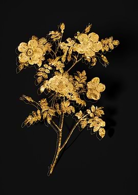 Gold Flower on Black