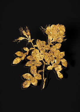 Gold Floral on Black