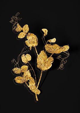 Gold Flower on Black