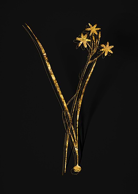 Gold Flower on Black