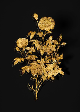 Gold Flower on Black