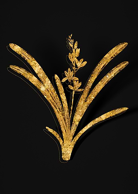 Gold Flower on Black