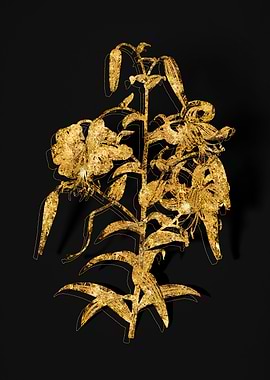 Gold Botanical on Black