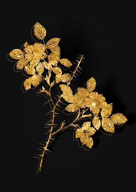 Gold Flower on Black