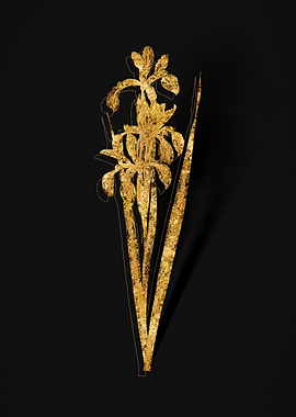 Gold Flower on Black