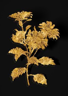 Gold Flower on Black