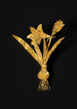 Gold Flower on Black