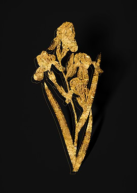 Gold Floral on Black