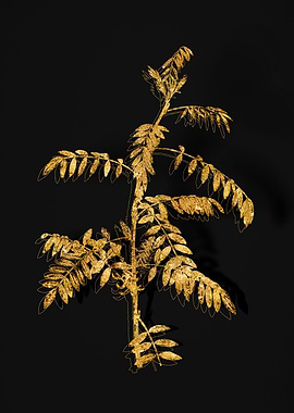 Gold Floral on Black