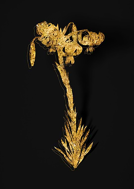 Gold Flower on Black