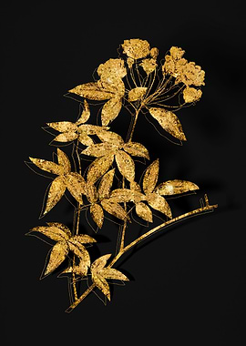 Gold Flora on Black