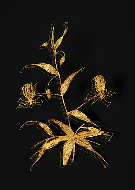 Gold Floral on Black