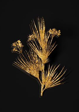 Gold Flower on Black