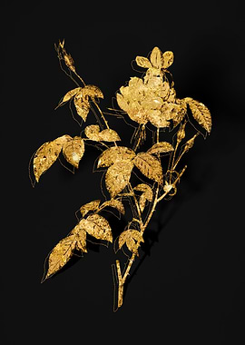 Gold Flower on Black