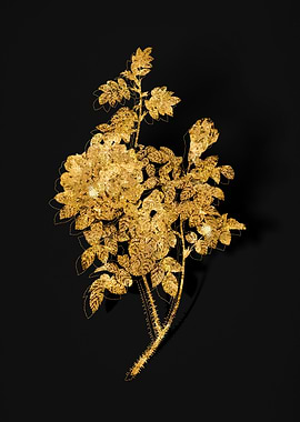 Gold Flower on Black