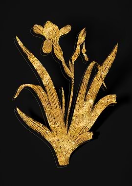 Gold Flower on Black