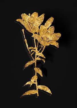 Gold Botanical on Black