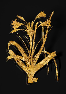 Gold Flora on Black