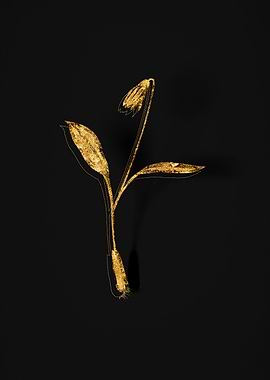 Gold Floral on Black