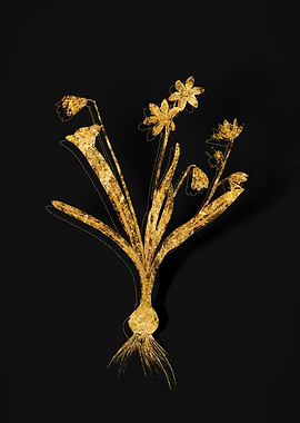 Gold Flower on Black