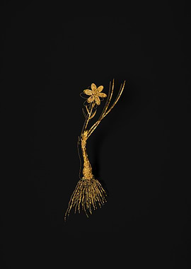Gold Flower on Black